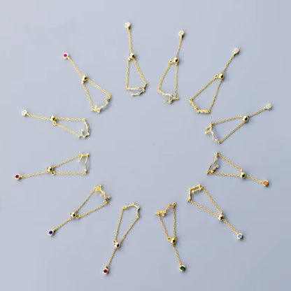 925 Sterling Silver Unique 12 Constellation Chain Link Adjustable Rings for Women Couple Zodiac Jewelry Celestial Gift